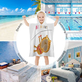 Baby hooded beach towel with tiger design and 'BE BRAVE' text. Perfect for bath, beach, and pool.