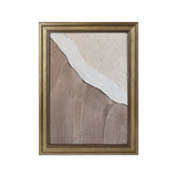 Abstract textured canvas print with gold frame, beige, white, and brown wall art, perfect home decor gift