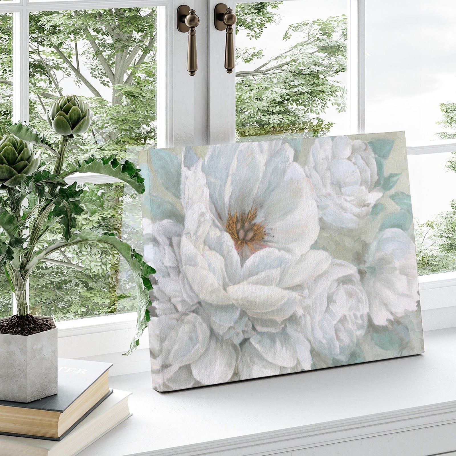 Beauty Bouquet Canvas Print - White floral art for wall decor. Made in USA.