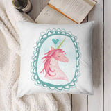 Unicorn plush throw pillow cover with pink unicorn art, soft fluffy decorative pillow for sofa and living room