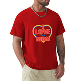 Red 'I Love My Mom' crew neck t-shirt for men from MyArtsyGift. Classic cotton tee, perfect gift.