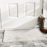Abstract rubber doormat with wave design, suitable for indoor or outdoor use. Beige floor mat.