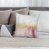 Abstract art plush throw pillow cover in pink, yellow, and teal for sofa or couch; MyArtsyGift