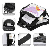 Kids' backpack with elephant graphic, "BE UNIQUE" text, school bag with side pockets, Oxford cloth, and double zippers.