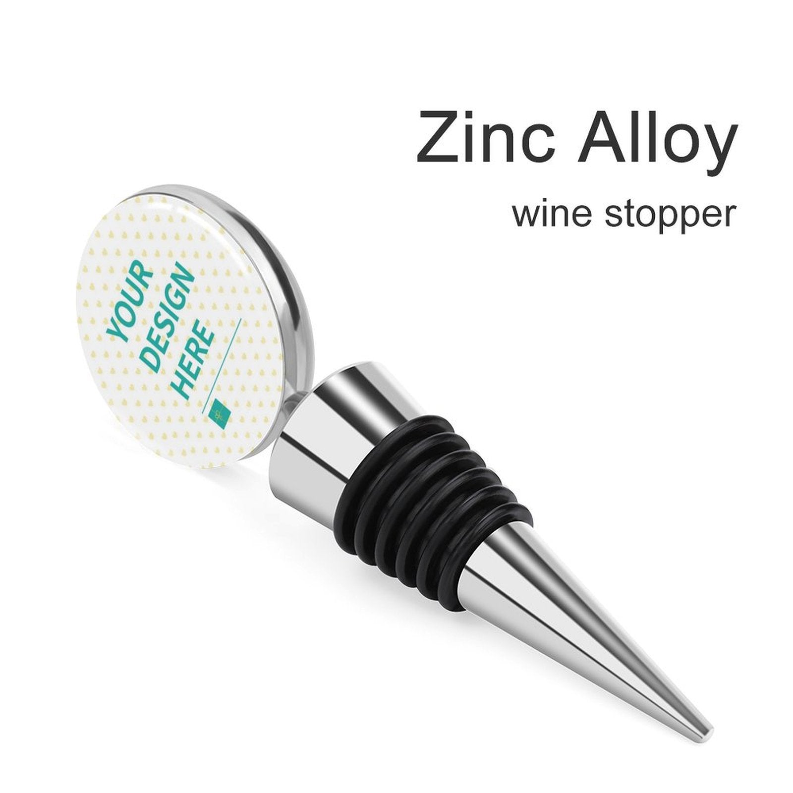 Customizable zinc alloy wine stopper, perfect wedding or housewarming gift.