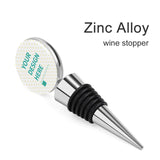 Customizable zinc alloy wine stopper, perfect wedding or housewarming gift.