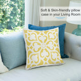 Yellow floral pattern pillow cover in living room, soft and skin-friendly plush material for sofa decor - MyArtsyGift