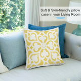 Soft & Skin-friendly plush pillow cover with yellow floral pattern for sofa decor, enhancing living room comfort.