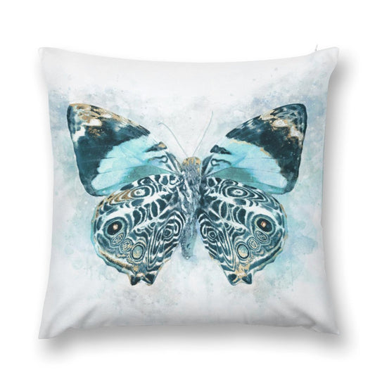 Luxury plush throw pillow cover with watercolor butterfly design, perfect for sofa and living room decor.