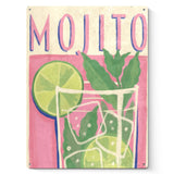 Mojito Cocktail Tin Sign Poster: Iron wall art with cocktail illustration for home decor