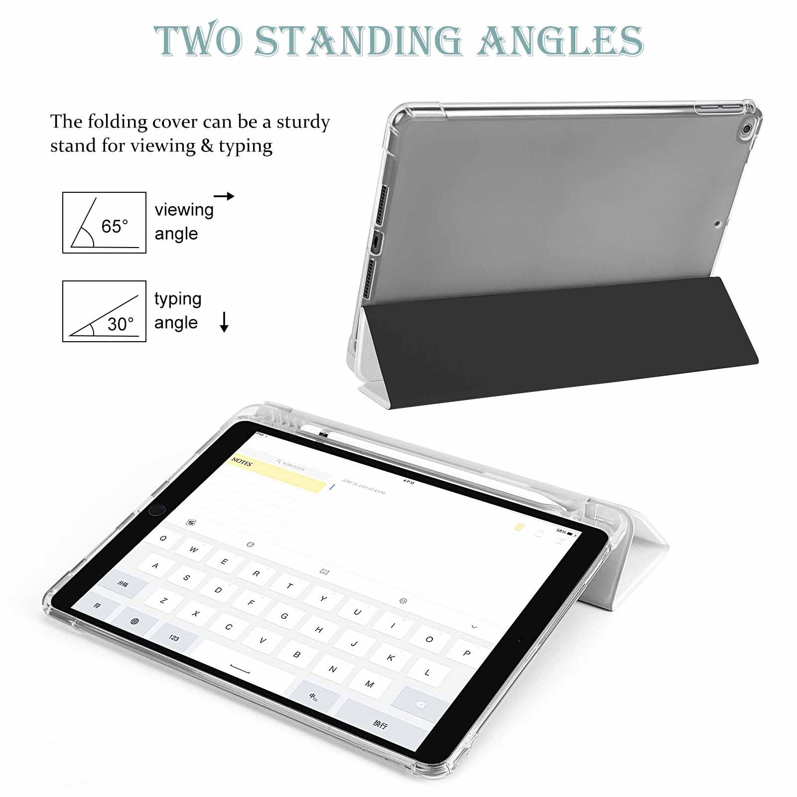 iPad case with two standing angles for viewing and typing, protective tablet cover with pen slot, MyArtsyGift
