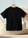 Black cotton kids' t-shirt back view for personalized designs, MyArtsyGift, made in USA