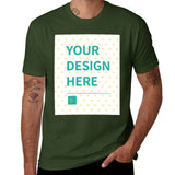 Customizable dark green short sleeve t-shirt with 'YOUR DESIGN HERE' design for men - MyArtsyGift.com
