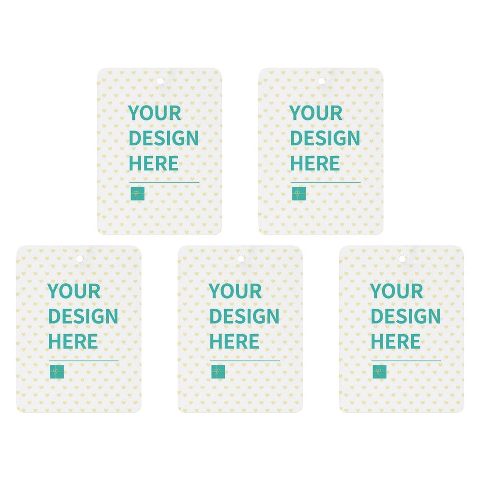 Personalized air fresheners with custom design for car, bathroom, or home. Lavender, ocean, white tea scent.