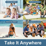 Versatile foldable picnic blanket for various uses: camping, beach, park, family picnic; easy to clean and store