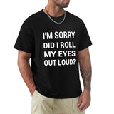 Men's black short sleeve crew neck t-shirt with humorous text print, available in sizes S-6XL.