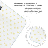 Digital bathroom scale with heart pattern, tempered glass, and rounded corners for safety