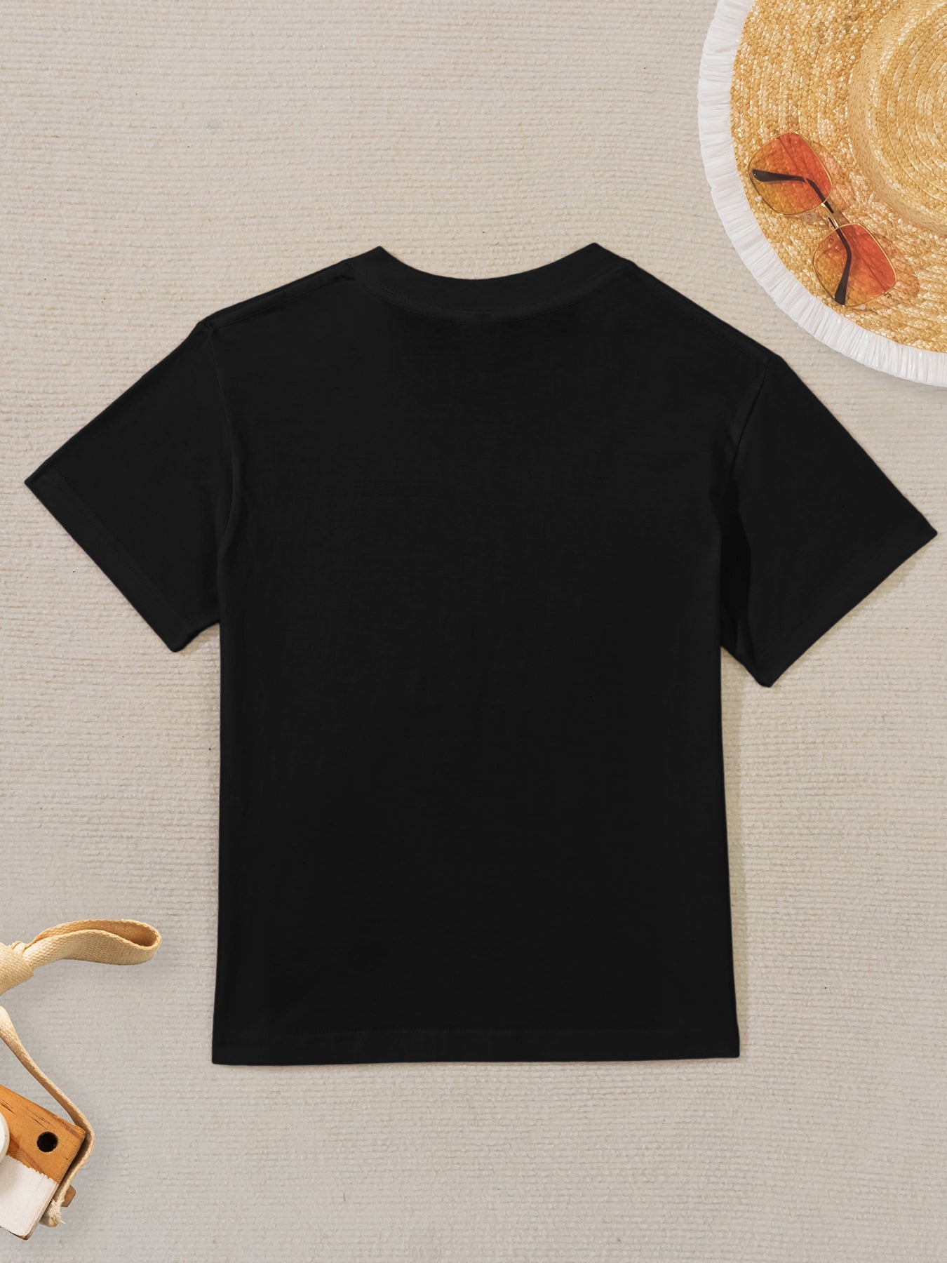 Black cotton kids' t-shirt, perfect for personalized designs from MyArtsyGift, made in USA
