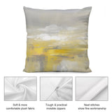 Abstract art pillow cover in yellow and grey, soft plush material for couch or sofa. MyArtsyGift