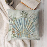 Seashell throw pillow cover for home decor; short plush material; coastal design.