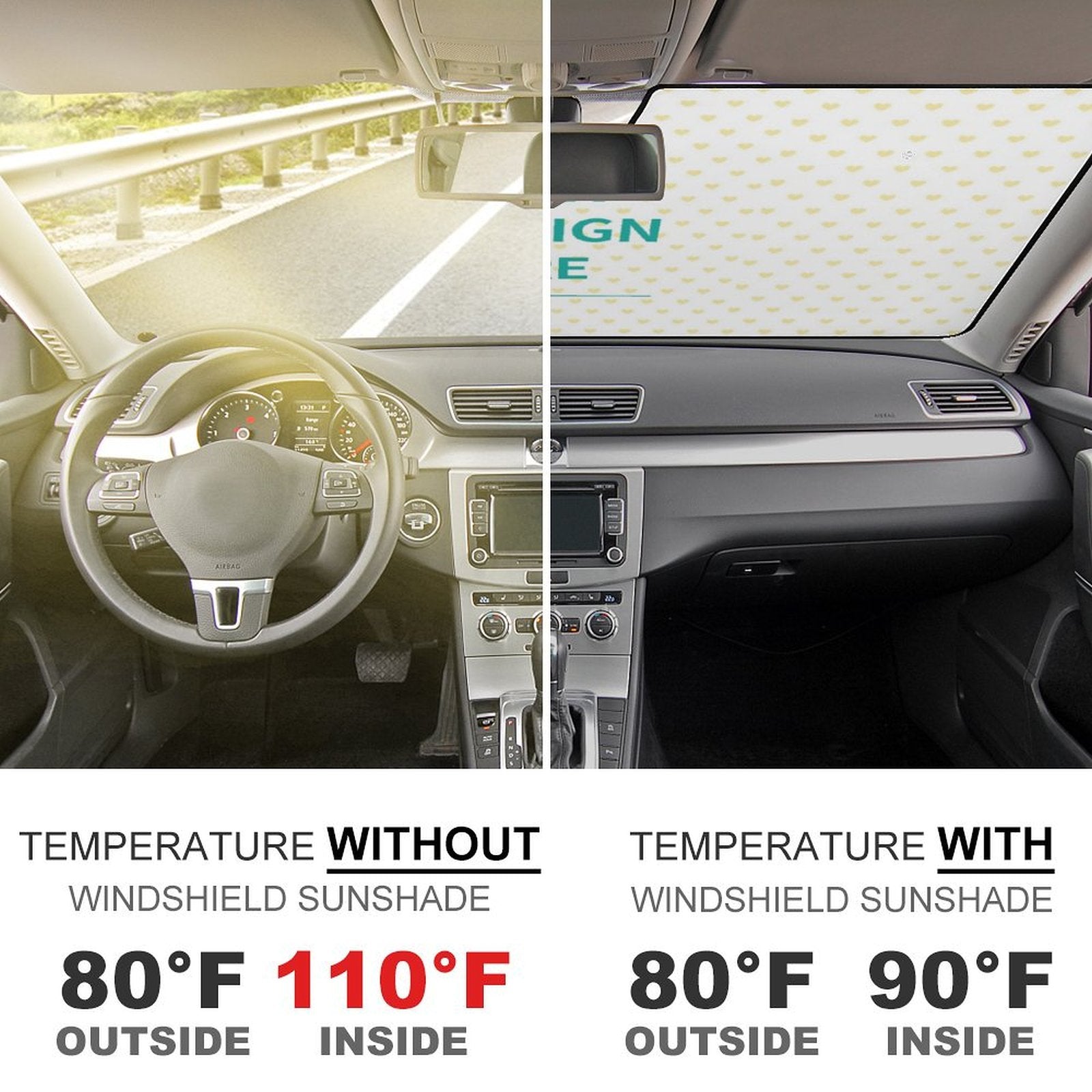 Windshield sunshade effectively keeps car cool, reducing interior temperature; personalized car window sunshade