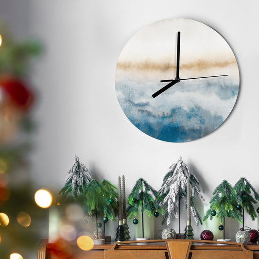 Modern MDF wall clock with watercolor design, perfect for living room, kitchen, and office decor