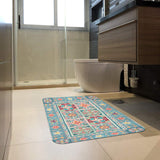 Floral My Life entrance door mat in bathroom setting, durable floor mat