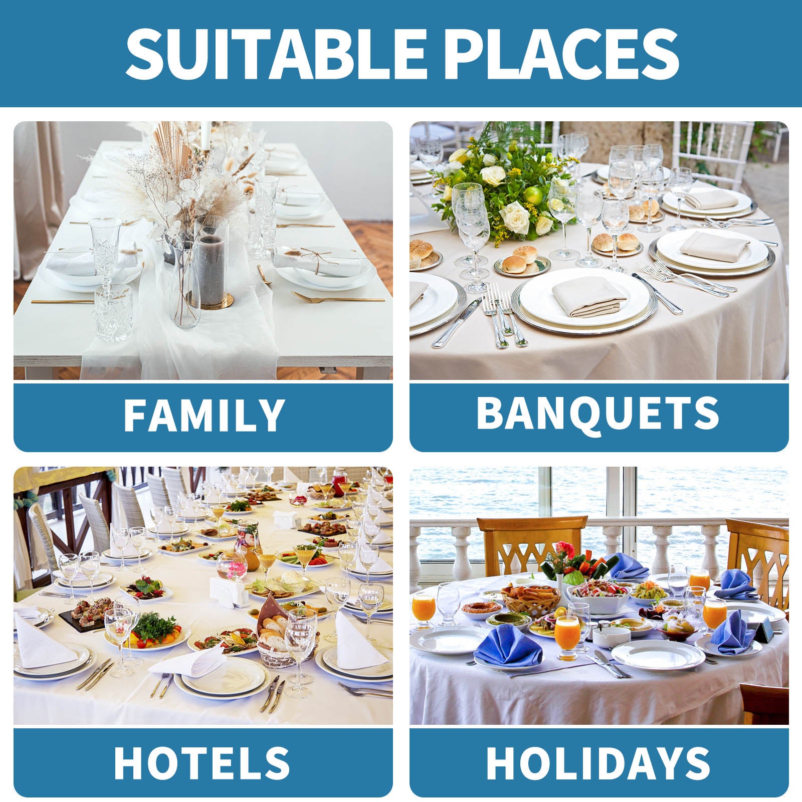 Table cloth napkins for various occasions: family gatherings, banquets, hotels, and holidays by MyArtsyGift.