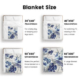 Blue Tropical Plants Flannel Blanket size options: 30x40, 40x50, 50x60, 60x80, made in USA, cozy home decor
