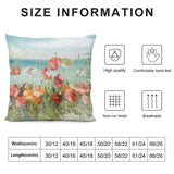 Throw pillow cover with poppy floral design. Soft plush fabric, sofa and living room decor, multiple sizes available