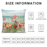 Plush pillow cover with poppy floral design, available in various sizes, high-quality, comfortable, and breathable.