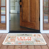 Frosty white rubber doormat with 'LET IT SNOW' design, winter entrance mat for front door