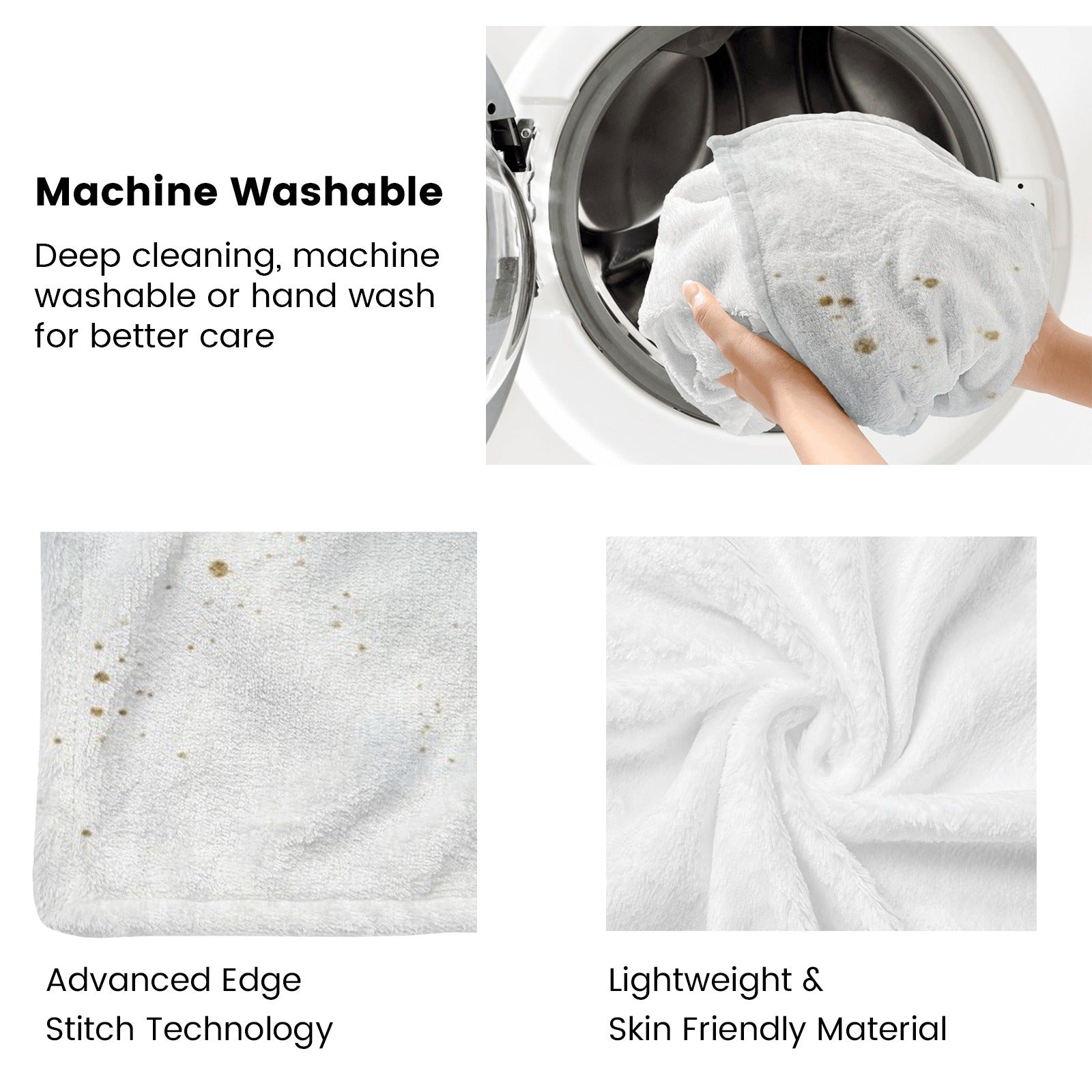 Blue abstract flannel blanket, machine washable, lightweight and skin-friendly, with advanced stitch technology.