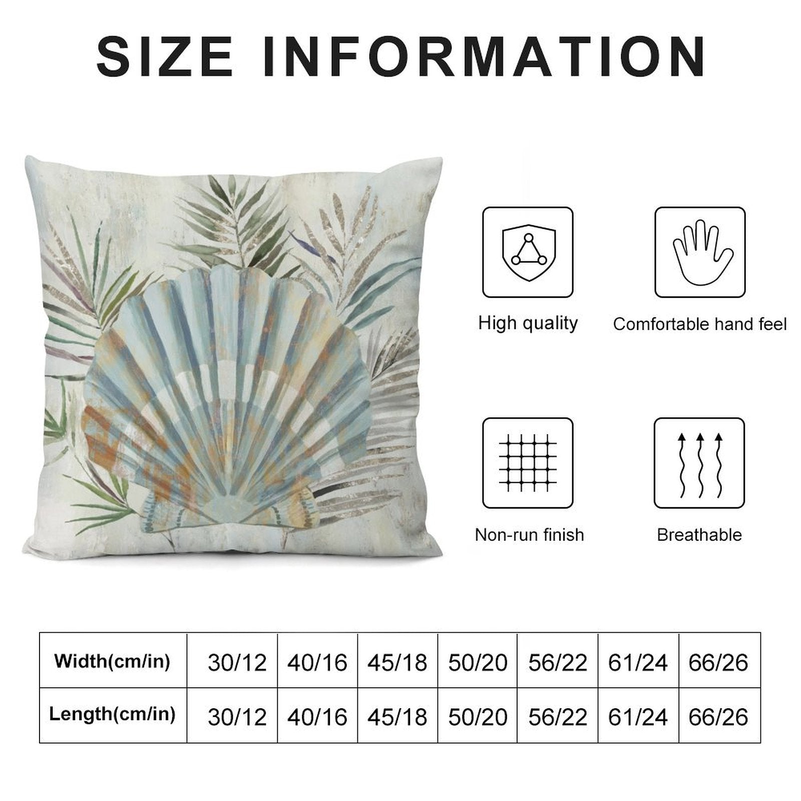 Seashell design plush pillow cover, soft and breathable, for sofa and living room decor, MyArtsyGift