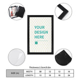 Customizable canvas print with YOUR DESIGN HERE text in a black frame. Personalized wall art for gifts.