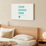 Custom canvas print with 'YOUR DESIGN HERE' text, perfect for personalized wall art and home decor on MyArtsyGift.com.