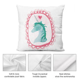 Unicorn throw pillow cover with soft plush fabric, invisible zippers and neat stitches, ideal for home decor
