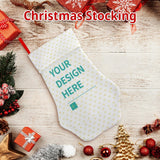 Personalized Christmas stocking, 'YOUR DESIGN HERE', polyester fabric, holiday gift, customizable design.
