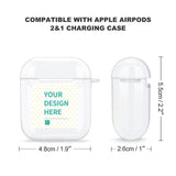 Customizable crystal clear AirPods case, personalized protective case with design, compatible with Apple AirPods 1 & 2.