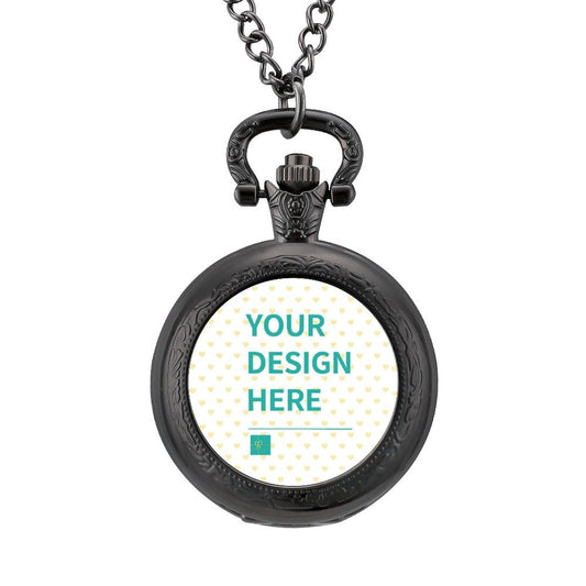 Personalized Pocket Watch with 'Your Design Here' Customizable pocket watch gift for anniversary or birthday.