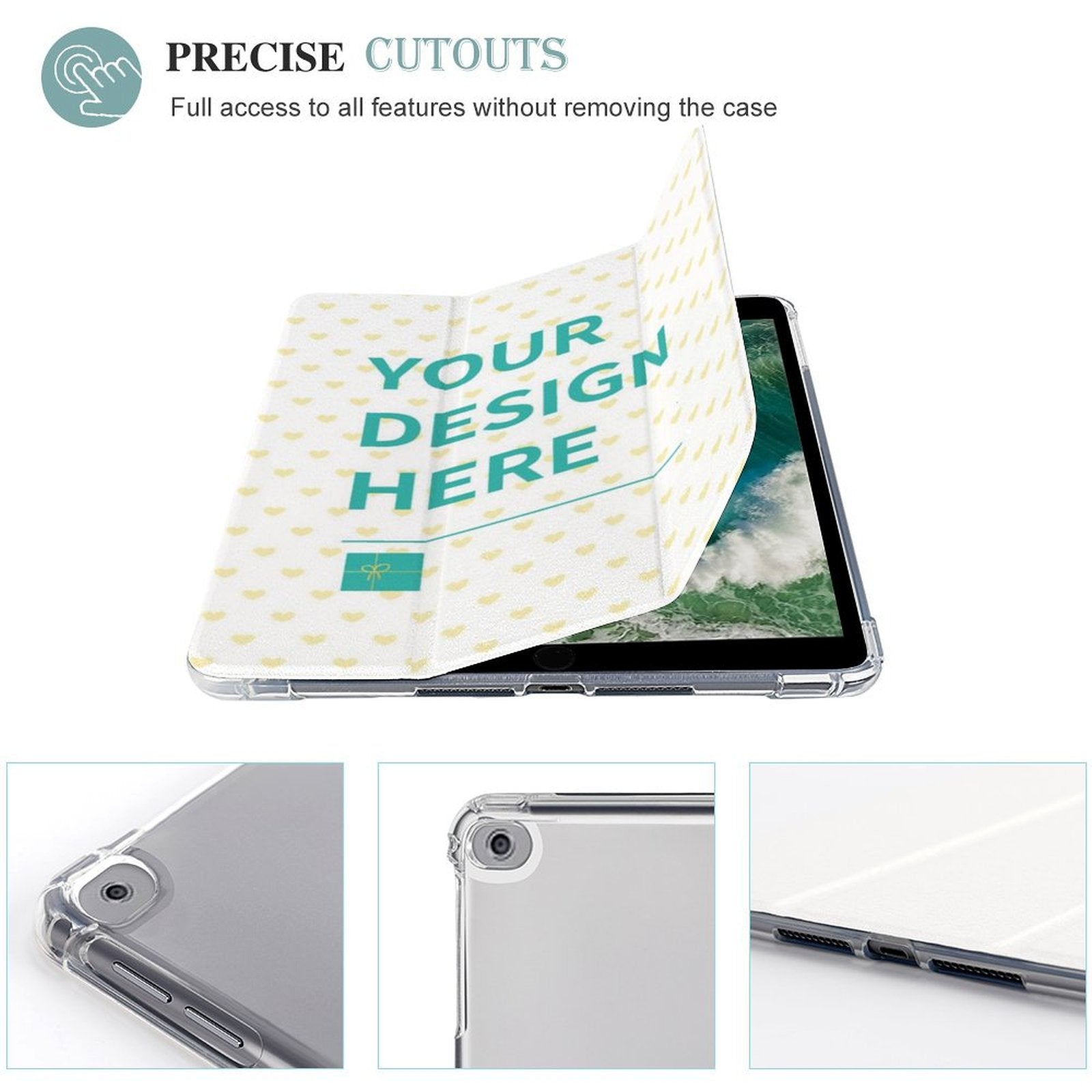 Customizable iPad case with pen slot, protective cover, and personalized design for iPad