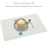 PVC placemat with heart pattern, coffee cup and spoon, kitchen decor, enjoy elegant life.