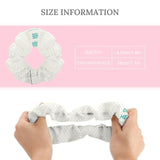 Custom scrunchie, white with yellow polka dots and design here text. Comfortable hair tie for women