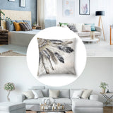 Plush throw pillow cover with grey and gold feather design, perfect for sofa or home decor, soft short plush.
