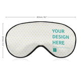 Custom eye mask, personalized sleep mask, with heart pattern and "YOUR DESIGN HERE" text.