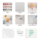 DIY paint by numbers tutorial, showing the painting process, from pigments, drawing board, to finished custom art canvas.