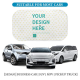 Customizable car sunshade design for front windshield. Suitable for Sedans, Business Cars, SUVs, MPVs, and Pickup Trucks.
