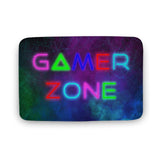 Gamer Zone bath rug with a non-slip base, a colorful design, and quick-drying properties