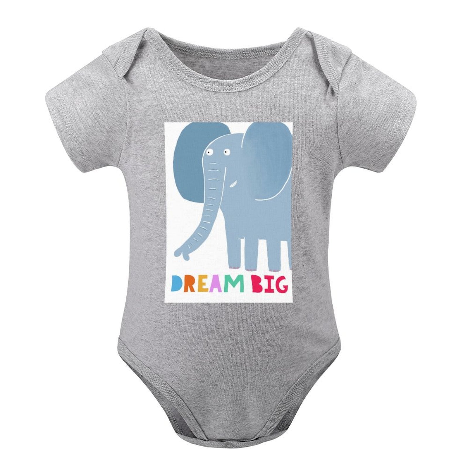 MyArtsyGift unisex baby bodysuit with Dream Big elephant design; soft cotton.