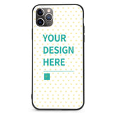 Personalized iPhone 11 case with heart pattern and YOUR DESIGN HERE text from MyArtsyGift
